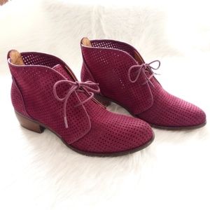 Anthropologie suede booties burgundy 6.5
